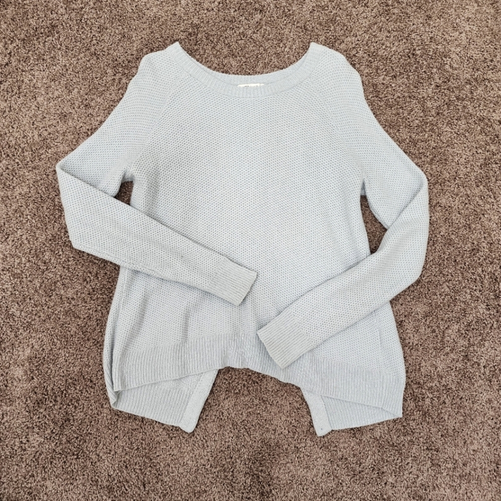 Madewell Cozy Knit Sweater in Light Blue Open Back - Picture 2 of 6